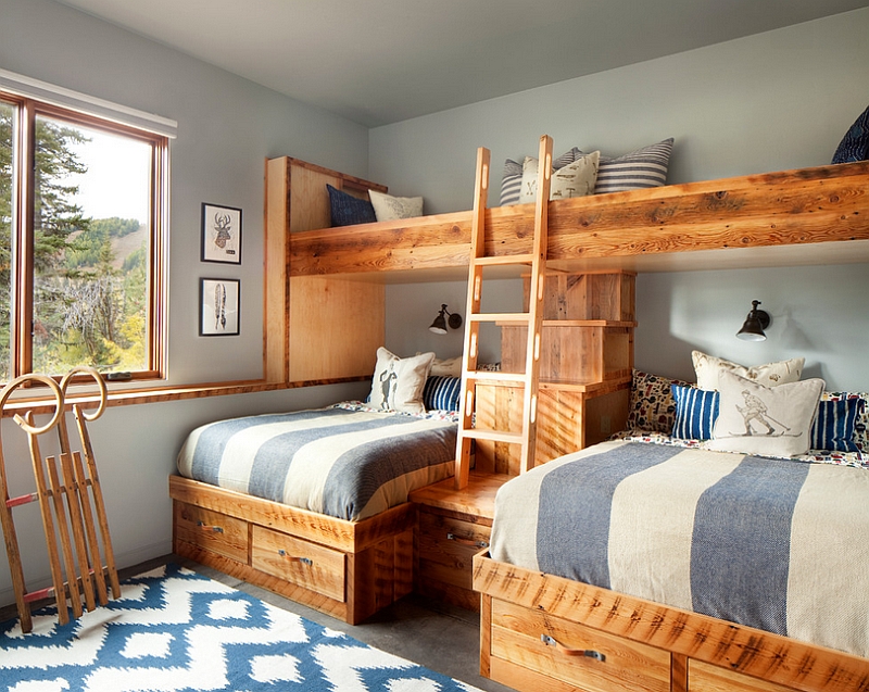 Hint-of-blue-and-silvery-gray-enliven-the-rustic-bedroom